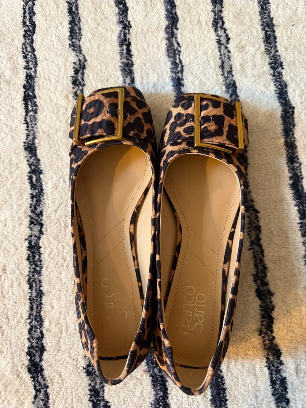 SARTO By Franco Sarto Leopard Print Buckle Flats - Tan & Black - Picture 5 of 5